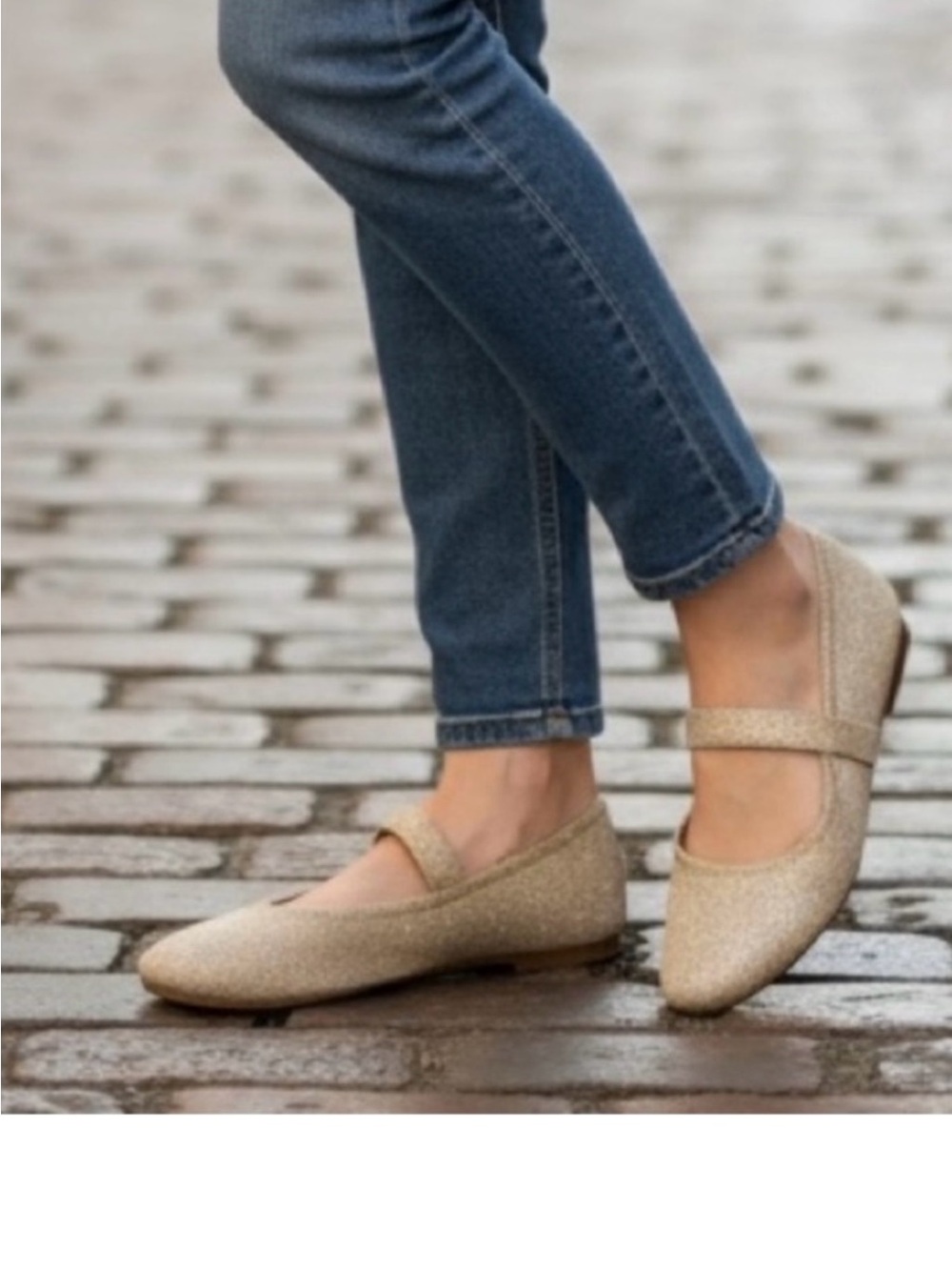 AEROSOLES Gold Glitter Mary Jane Flats